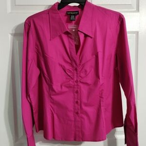 Metrostyle Fuchsia Button-Down Long Sleeve Shirt Size 20